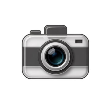 Vintage silver film camera icon with flash