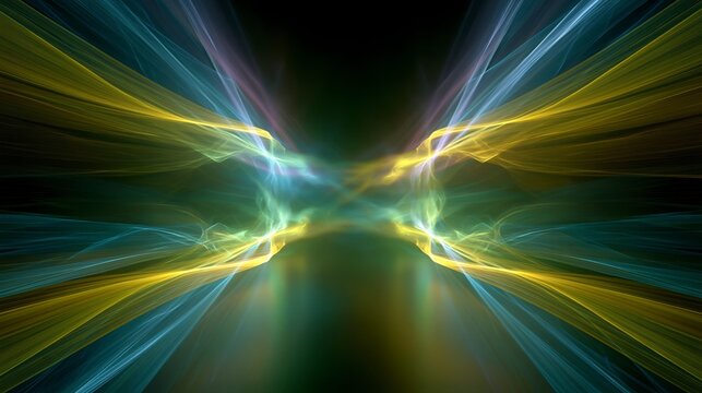 Fondo abstracto realizado con luces de color amarillo, azul, verde