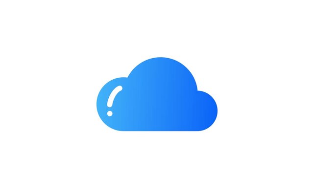 Blue cloud icon with exclamation mark on white background doodle animated 4k stock video