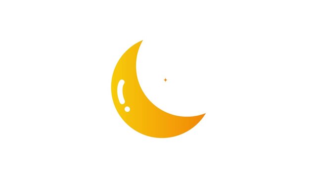 A bright yellow crescent moon with an exclamation mark on its surface isolated on white background doodle animated 4k stock video