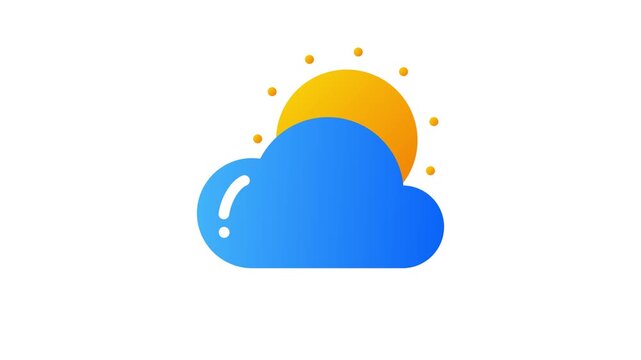 A blue cloud with a question mark and a yellow sun behind it on a white background doodle animated 4k stock video