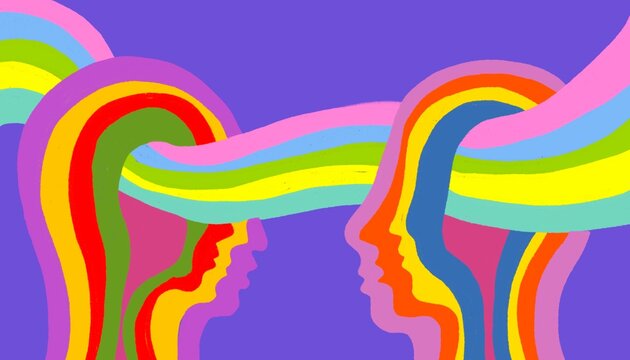Disegno grafico terapia psicologia. Mente umana. Parlare con il pensiero. Telepatia 
