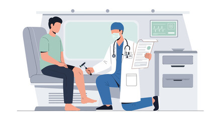 Fototapeta premium Medical Examination Illustration Depicting A Knee Evaluation And Professional Healthcare Guidance