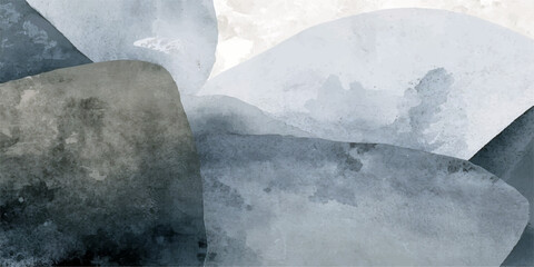 Melting Ice Cubes Floating in Cold Water with Snowy Mountain Landscape Under Cloudy Sky © Jubayer