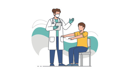 Fototapeta premium Medical Examination Illustration Depicting Doctor Assessing Patient's Wellbeing