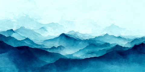 Blue Iceberg in Antarctica Mountains with Snowy Peaks and Misty Sky Landscape © Jubayer