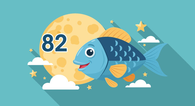 cartoon fish jumping moon number 82