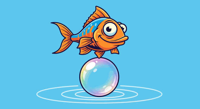 cartoon fish on bubble