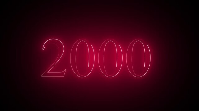 Abstract neon text year 2000 animation, glowing text animation ...