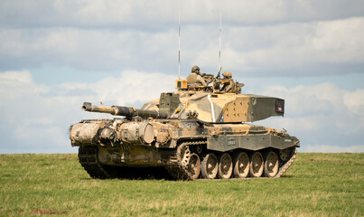 British army CR2 FV4034 Challenger 2 II main battle tank in action on a military exercise © Martin