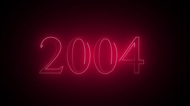 Abstract neon text year 2004 animation, glowing text animation ...