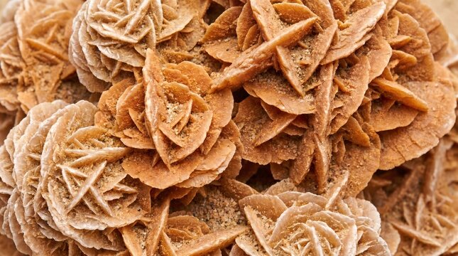 Desert Rose Crystal Cluster Close-Up, Natural Gypsum Rosette Mineral Formations