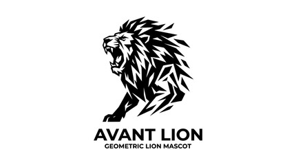 Geometric Lion Mascot Logo, Avant Lion, Abstract Animal Silhouette © leyat