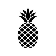 Obraz premium Black and white pineapple icon with textured pattern and leafy top
