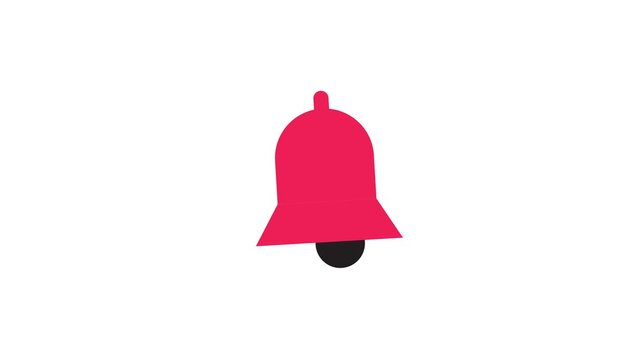 Red bell icon with black clapper on white background for notifications doodle animated 4k stock video