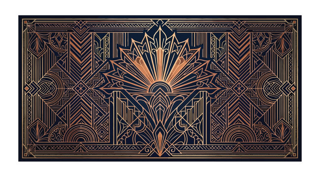 Art deco style geometric pattern background in black and gold