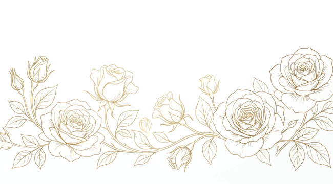 Elegant golden rose floral border