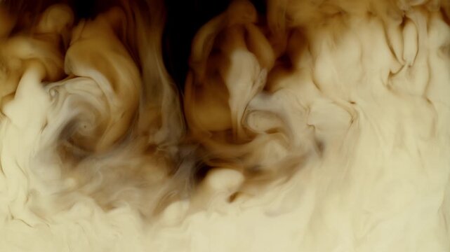 Macro Pour of Milk Into Coffee With Cream Swirl , Super Slow Motion , Filmed on High Speed Cinematic Camera