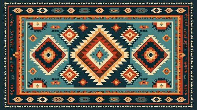 Southwestern Aztec tribal pattern rug background