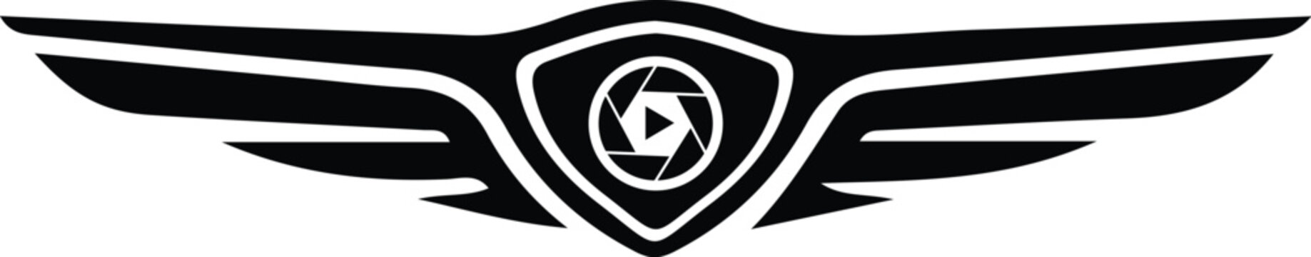  Winged Camera Lens Emblem Logo Design