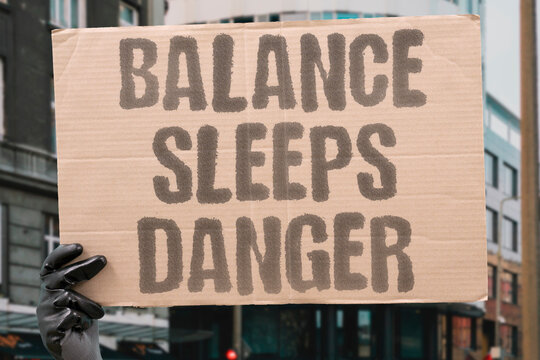 "Balance sleeps danger" Checks dormant while threat grows. CHECKS. BALANCES. POWER. UNCHECKED. RISK.