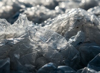Obraz premium Close-up of Crumpled Plastic Sheets with Light Reflection