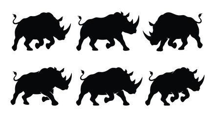 Rhinoceros silhouettes on white background rhino silhouette © Nayem
