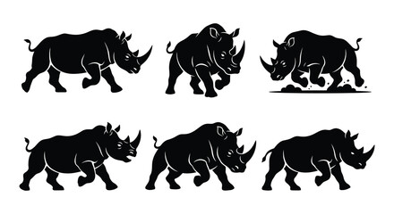 Rhinoceros silhouettes on white background rhino silhouette © Nayem