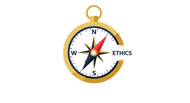Moral Compass Illustration Representing Business Ethics, Integrity, and Corporate Responsibility