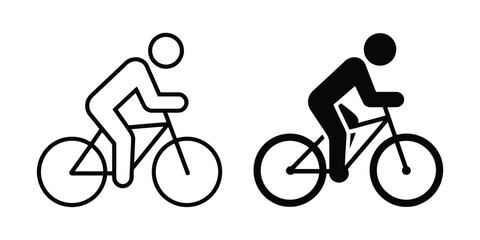 Obraz premium Bicycle rider icon set showcasing bike rider symbols for cycling activities, road travel, and healthy lifestyle vector illustration