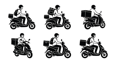 Delivery riders on scooters vector motorcycles transportation © Nayem