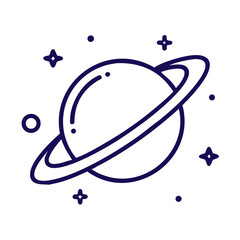 planet with rings line art space astronomy © Bipul