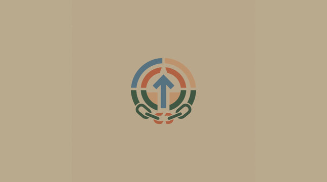 Abstract Freedom and Progress Logo with Upward Arrow and Broken Chains