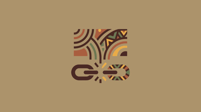 Abstract Broken Link Icon with Earthy Geometric Patterns