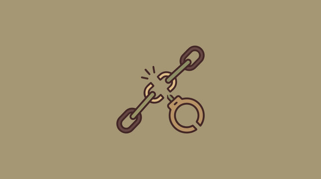 Broken Chain and Handcuff Icon Representing Freedom and Liberation Concept