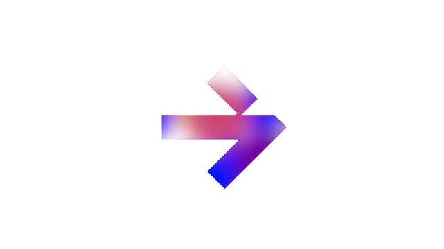 A colorful gradient arrow symbol pointing to the right on white background doodle animated 4k stock video