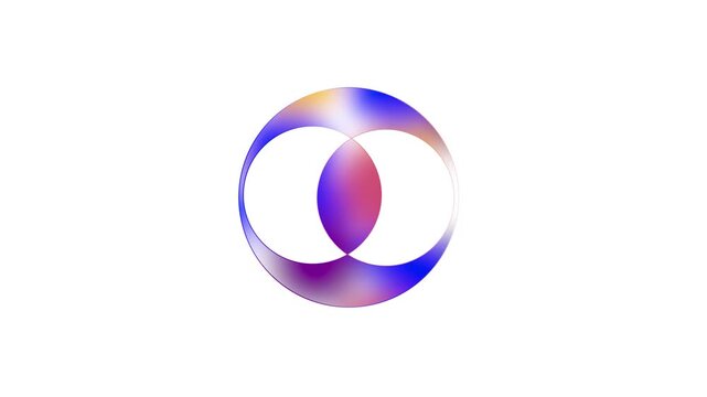 Venn diagram with colorful gradient rings on white background doodle animated 4k stock video