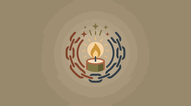 Candle Flame and Chains Illustration for Hope and Human Rights