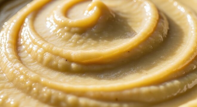 Close-up of Creamy Tahini Swirls - A Delicious Culinary Delight.