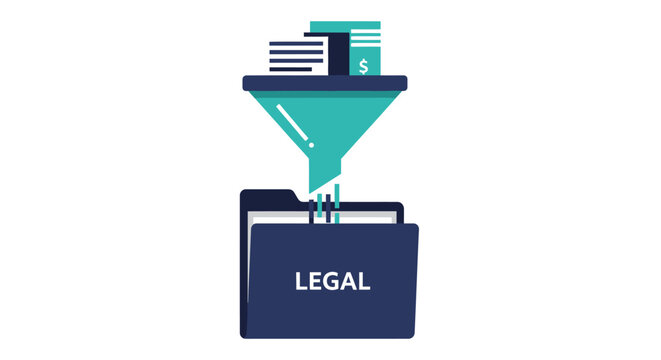 Legal Document Processing Funnel for Compliance, Law Services, and Contract Management Illustration