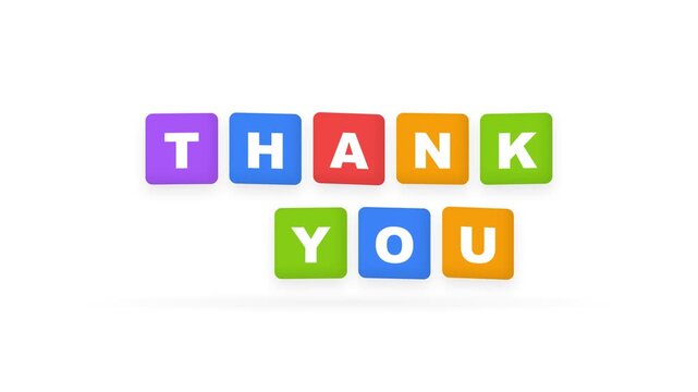 Colorful blocks display Thank You message on white background