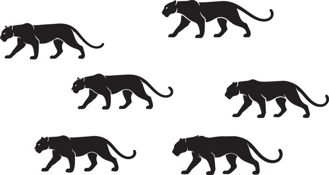 Walking panther design in silhouette.