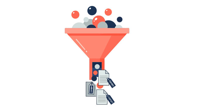 Conceptual Funnel Illustration Transforming Ideas into Copyrighted Documents and Intellectual Property