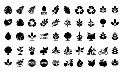 Fototapeta premium Eco Nature Environmental Icons Vector Symbol Collection Design