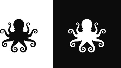 Octopus silhouette. Abstract octopus vector illustration © Aleksei_7799