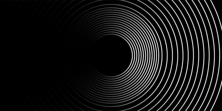 3D silver lines techno abstract background overlap layer on dark space with circles effect decoration. Modern graphic design element stripes style concept for web banner, flyer, card or brochure cover