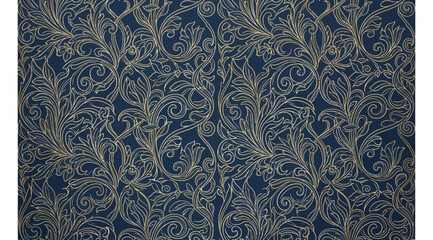 Seamless pattern with elegant golden floral damask ornament on dark blue background © S.Siam