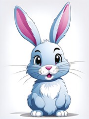 Obraz premium A simple cartoon Easter bunny with a white background, abstract illustration, AI generated