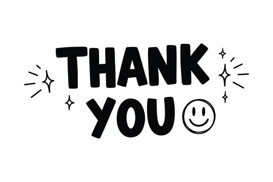Handwritten thank you message with smiley face and sparkles