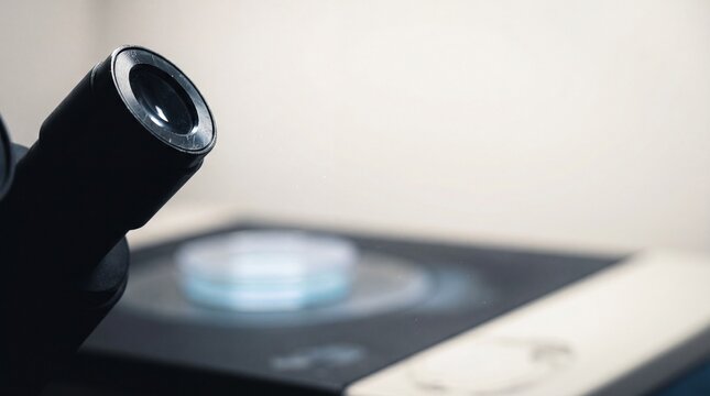 Gloved Hand Adjusting Focus Knob of Inverted Microscope During Cell Confluency Check